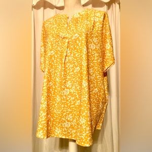 Canary Yellow and White Speckled  (No Name)  Blouse in Large